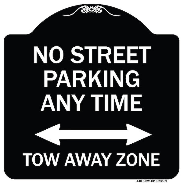No Street Parking Anytime Tow Away Zone Heavy-Gauge Aluminum Sign, 18" x 18", BW-1818-23569